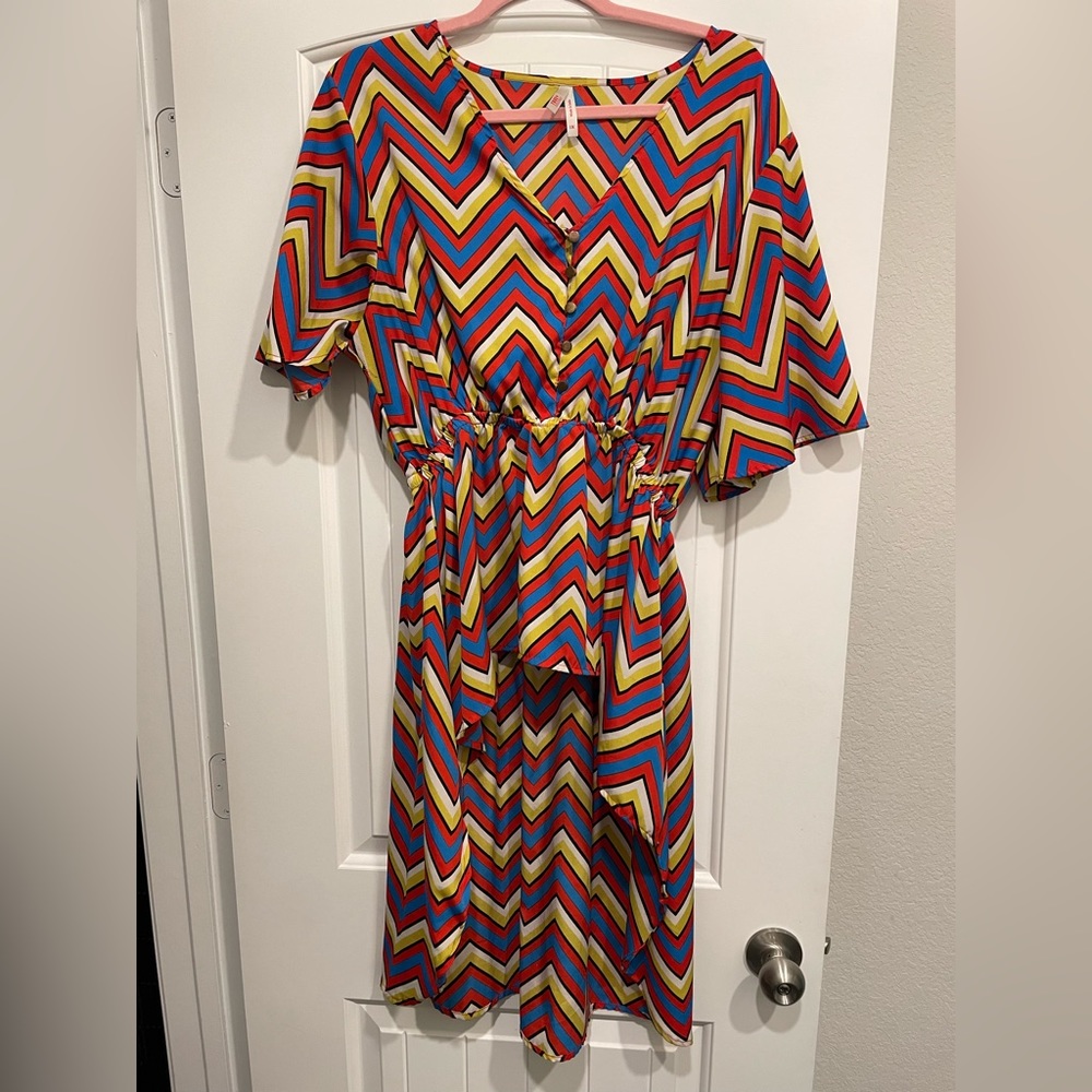 Chevron print, high low blouse